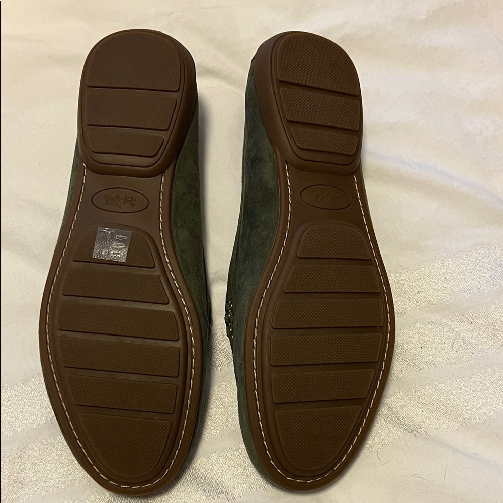 Coach Olympia Suede Loafer Flats - Surplus Olive Green Size 9.5 - Picture 4 of 6